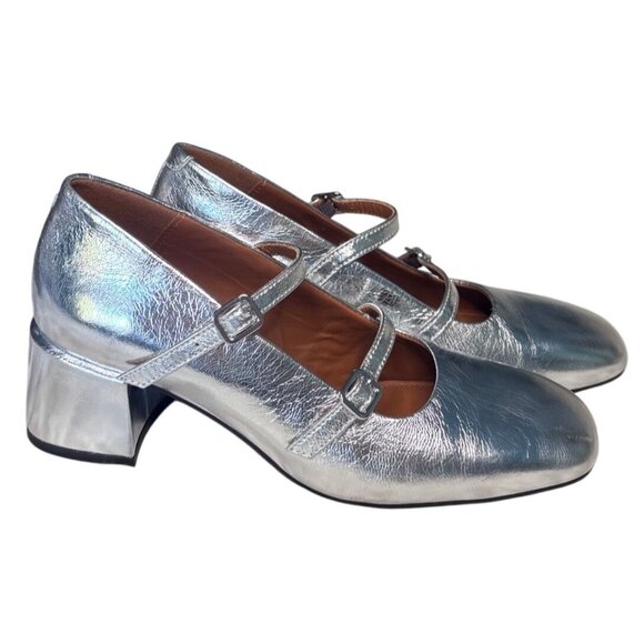 Vagabond Shoemakers Adison Double-Buckle Metallic Leather Pumps Size EU 37, US 6 - Picture 4 of 12